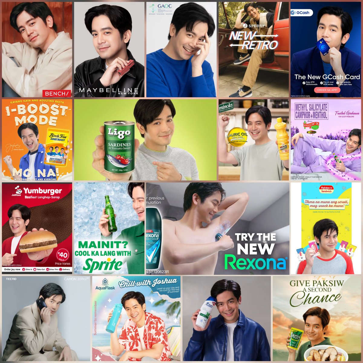 shanedilan's tweet photo. sino bang male celebrity ang may ganitong kadaming endorsements and still counting. iba ka talaga @iamjoshuagarcia nilahat mo na 🤣
sorry i forgot to include Dr. Alvin Kojic Soap and Sunblock. https://t.co/XzERgadZdp