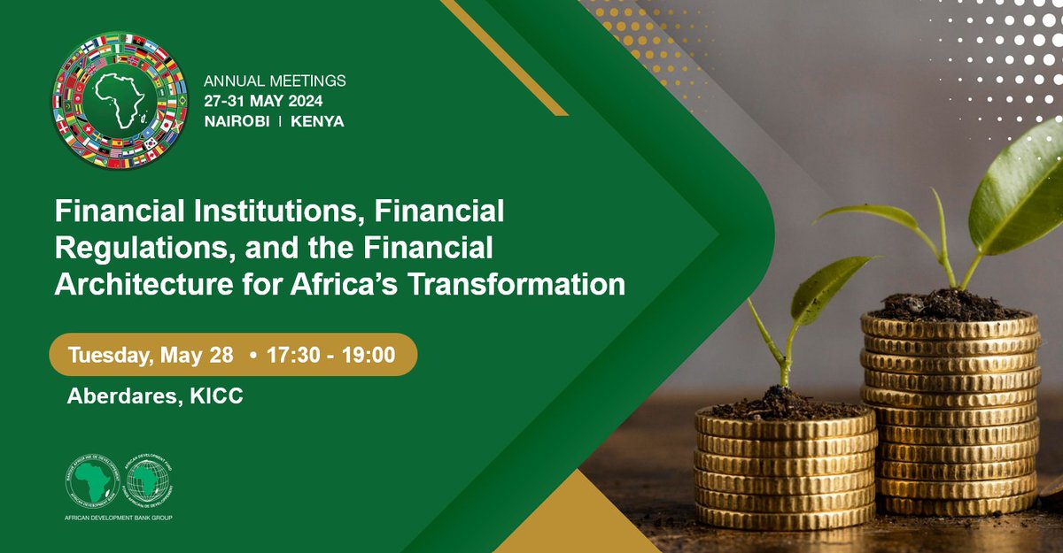 AfDB_Group's tweet photo. #AfDBAM2024 SIDE EVENT: “Financial Institutions, Financial Regulations, and the Financial Architecture for Africa’s Transformation”   

Join us at 5:30 PM to unpack climate risk policies, financial reforms, and Africa’s path to #netzero: https://t.co/jIXEeJg6LR https://t.co/pg8A9dp3lw