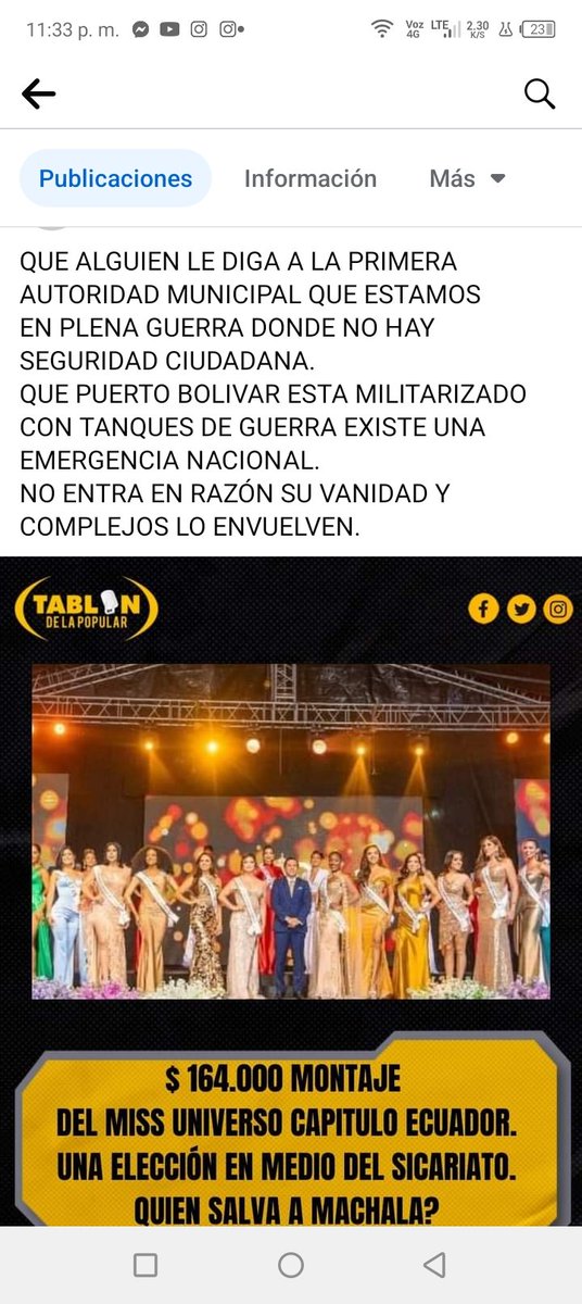 MavicAC's tweet photo. No hay Autoridad en la ex Capital  del Banano?? @DanielNoboaOk @DefensaEc @FinanzasEc @DianaSalazarM2 @FiscaliaEcuador @revistavistazo @LaPosta_Ecu @teleamazonasec @ComunicacionEc @soyfdelrincon @Caravana750 @cen https://t.co/vXdpAi7NlS