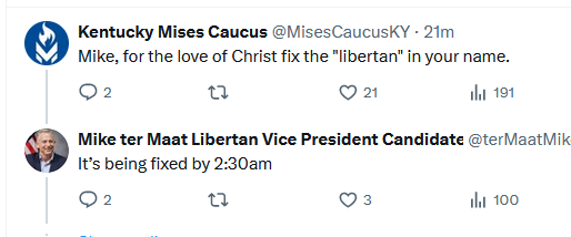 The cop the Libertarians nominated for VP doesn't know how to fix a typo in his username