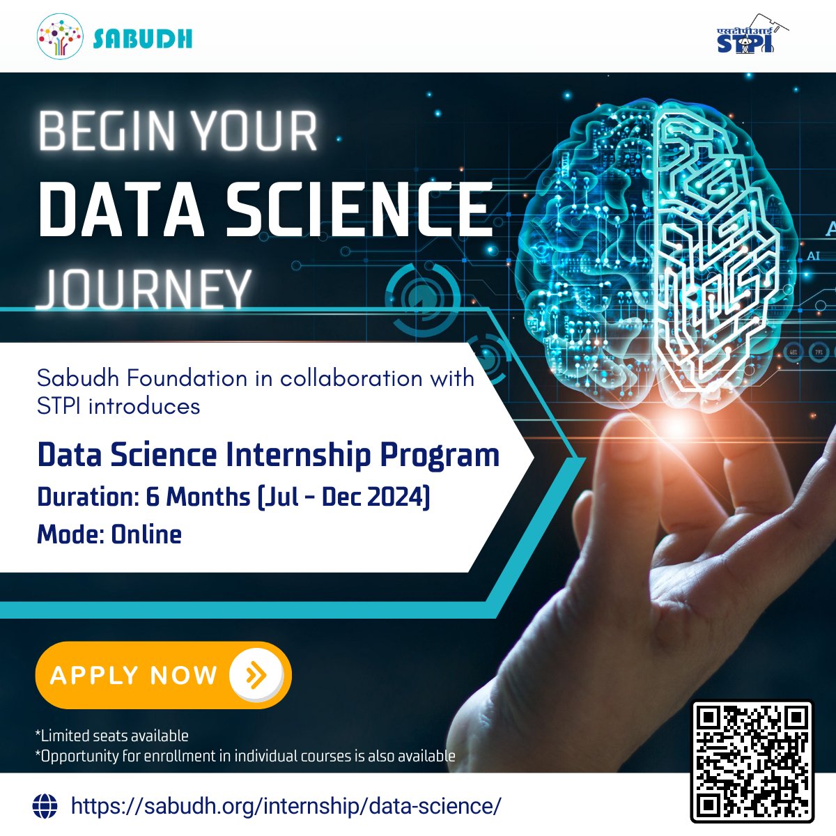 STPI & Sabudh Foundation have joined hands to bring a 6-month cost-free online full-time Internship Program in Data Science. Enroll now: sabudh.org/internship/dat… Duration: July-December 2024 Limited Seats Available – Act Fast!