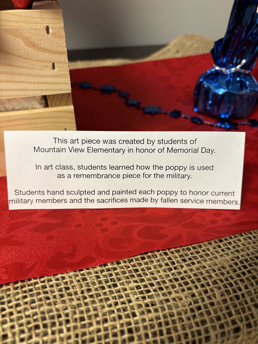 Happy Memorial Day! Our clay poppies have been placed in various locations in the county. I plan to continue to use them to honor military members and bring awareness to the sacrifice made by fallen service members.

<a href="/BurkeCoSchools/">BCPS</a> @MVESbobcats
#ignitelearningbcps #allinBCPS