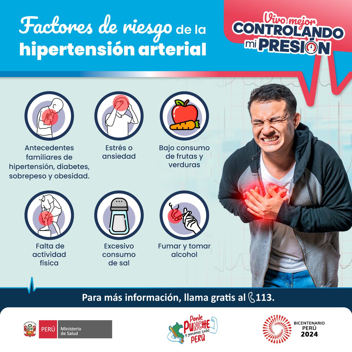 La hipertensión arterial es la principal causa de enfermedad cardiovascular y muerte prematura por ataque cardiaco, ataque cerebrovascular y enfermedad renal crónica, a nivel mundial.
#VivoMejorControlandoMiPresión