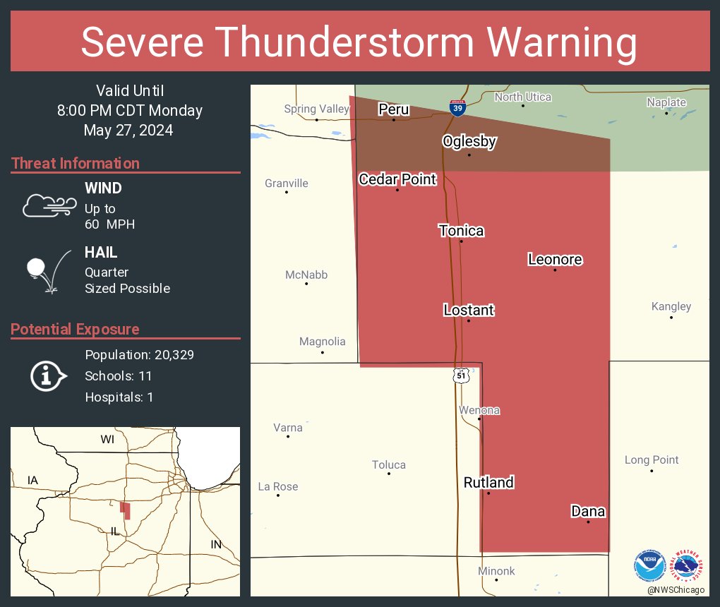 Severe Thunderstorm Warning including Peru IL, Oglesby IL and Tonica IL until 8:00 PM CDT