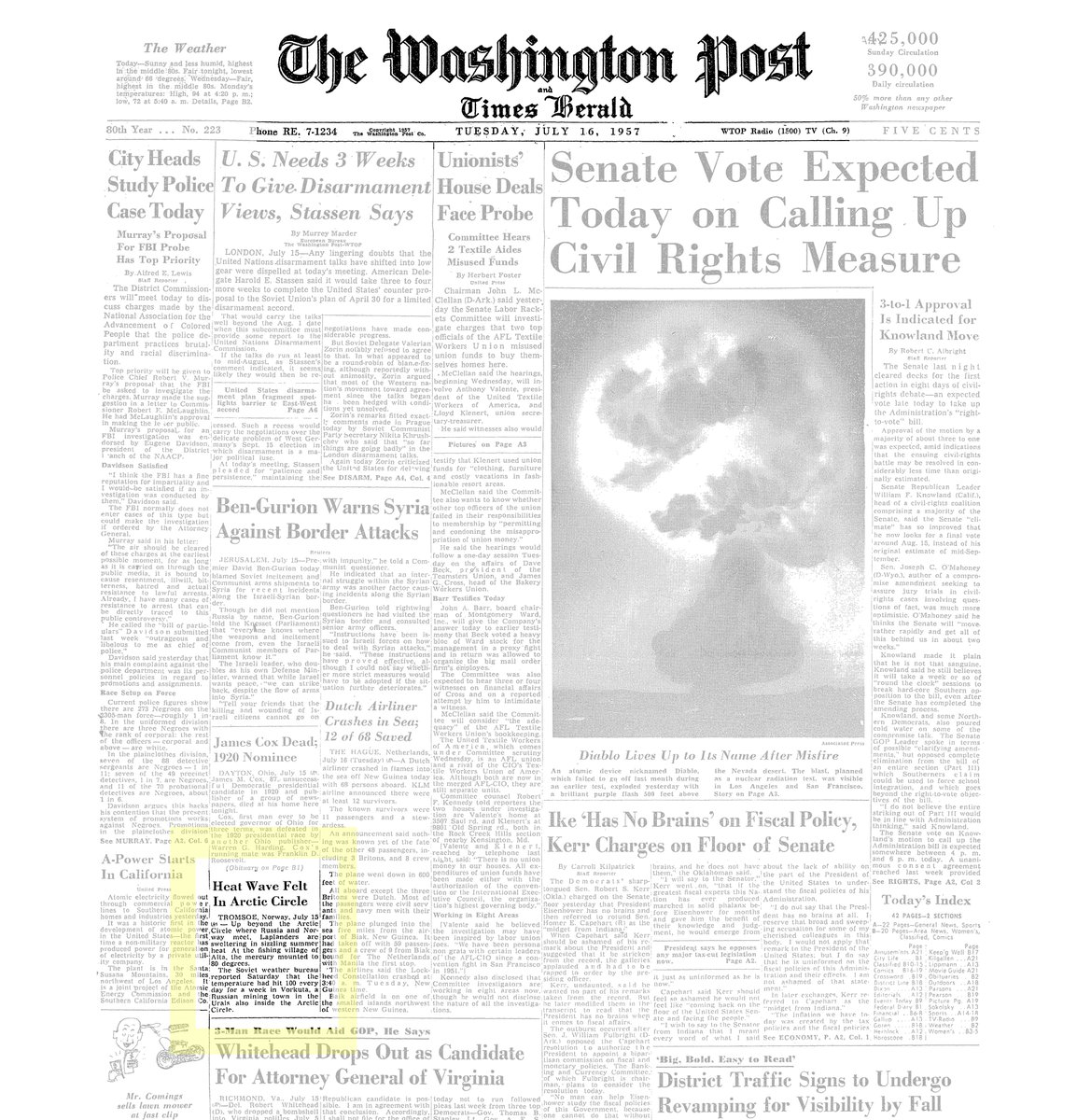 'L’Alaska raggiunse 100°F (37,8°C) nell’estate del 1934. 100°F tutti i giorni per una settimana nel circolo polare artico il 16 luglio 1957. Accadesse oggi, i professionisti della Truffa Climatica affermerebbero istericamente che è il Climate Change.' trove.nla.gov.au/newspaper/arti…