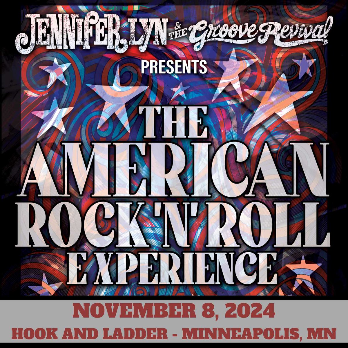 Ticx On Sale NOW! Jennifer Lyn & The Groove Revival Presents: “The American Rock and Roll Experience” - A Tribute to Jimi Hendrix, Janis Joplin, The Eagles & beyond on Friday, November 8 -- BUY TIX ->> …RockandRoll-Experience.eventbrite.com -- #thehookmpls #minneapolis #mnmusic #rockandroll