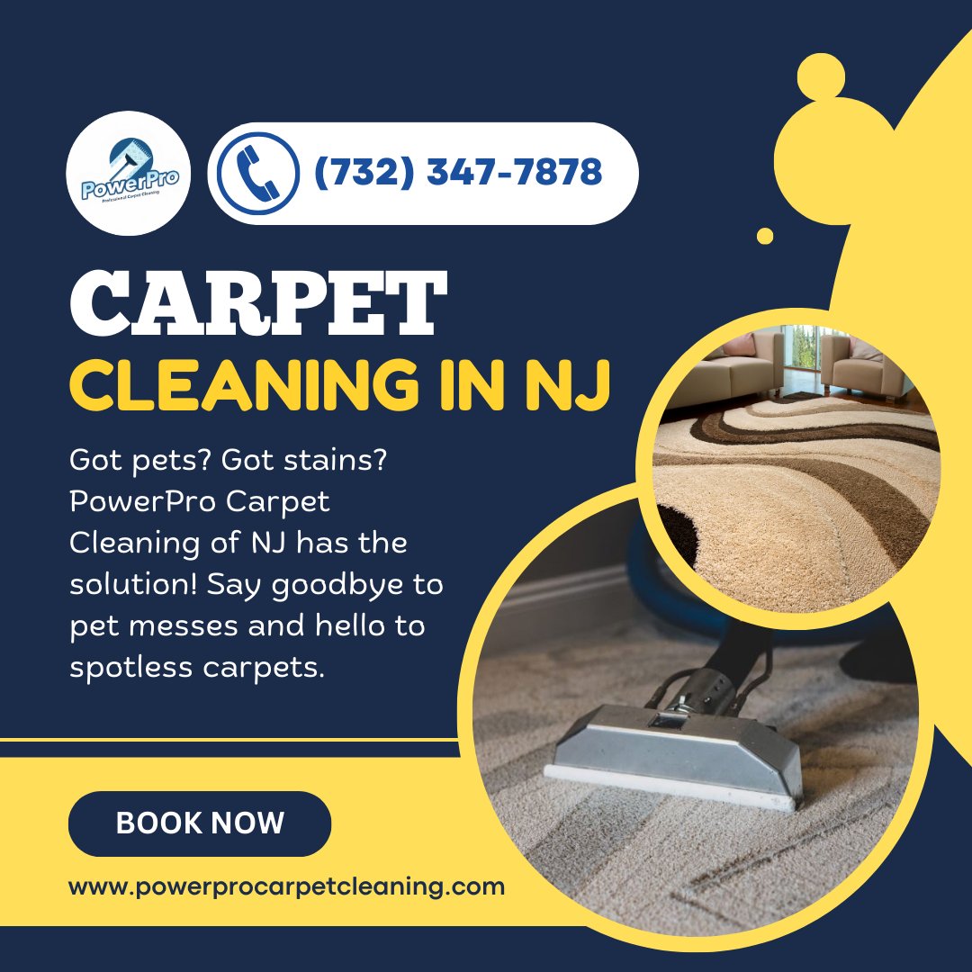Carpet Cleaning in NJ
powerprocarpetcleaning.com
📞(732) 347-7878
Got pets? Got stains? 🐾
Hey twitter fam, are you tired of dealing with pet messes on your carpets? Say no more! 💪🏼
Let us take care of the dirty work so you can enjoy a clean and cozy home.
#carpetcleaning