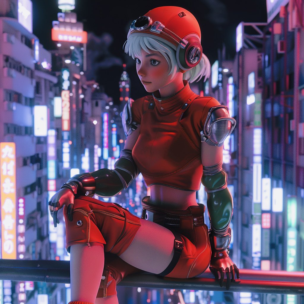 Enjoys her city life - via MJ AI #scifi #cyberpunk #cyborg #neon #city #futuristic #vaporwave #vista #AI #aiconcept #midjourney #digitialart #aiart #aicommunity #AIイラスト #AIイラスト好きさんと繋がりたい #aigirl #女の子 #ガール #girl