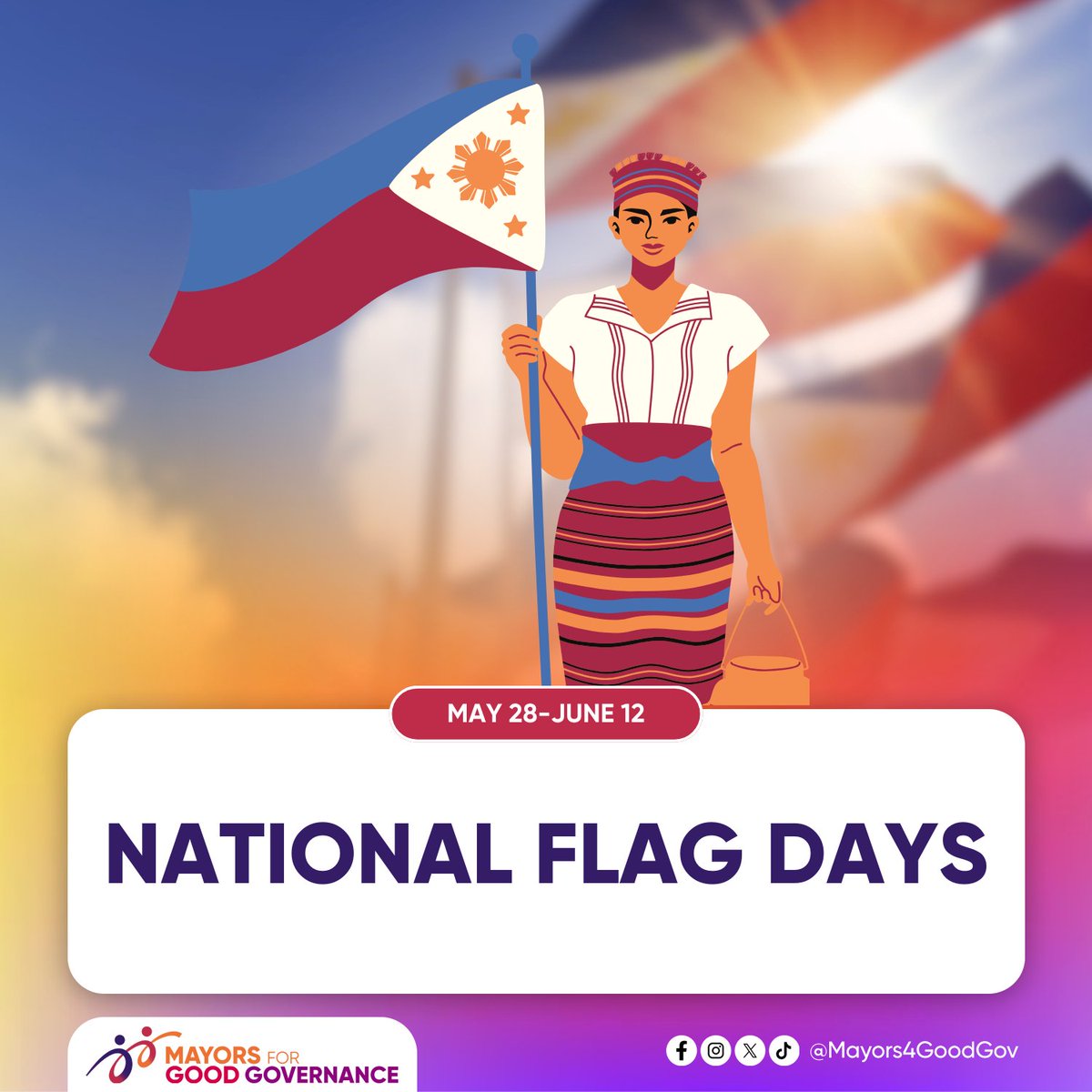Mayors4GoodGov's tweet photo. Iwagayway natin ang bandilang Pilipino nang may dangal at respeto, bilang simbolo ng ating pagkakaisa at pagmamahal sa bayan.
#FlagDays
#MayorsForGoodGovernance https://t.co/jrdjML3YXq