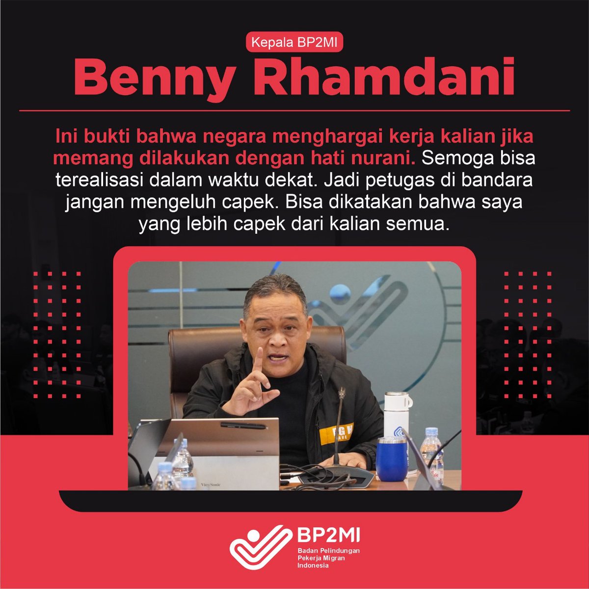 @Kepala_BP2MI juga mengingatkan kepada para pimpinan utk memberikan teladan yang baik kepada anak buah masing-masing. #BP2MITingkatkanPelayanan