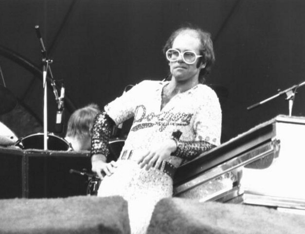 Elton John at Dodger Stadium, 1975. Photo by Chris Walter.