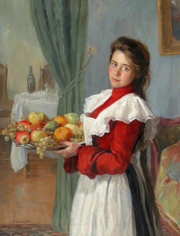 Fedot Sychkov (1870-1958) “Girl with Fruit”