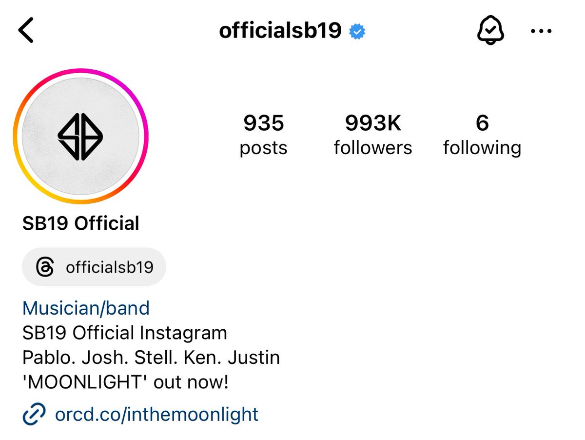 SB19GENTO's tweet photo. SB19 Instagram Updates

🔐  993K followers
🎯  1M followers

@SB19Official is poised to reach 1M followers in the next coming days. The first PPop group to reach this milestone.

A’Tin, please check your IG accounts to see if you have already followed #SB19 https://t.co/X7QF4HCs9W