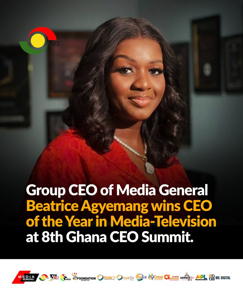 Congratulation!!! 🎊

Group CEO of Media General,@beatagyemang has been named the CEO of the Year in Media Television at the 8th Ghana CEO Summit.👏🏾😌

#OnuaNews