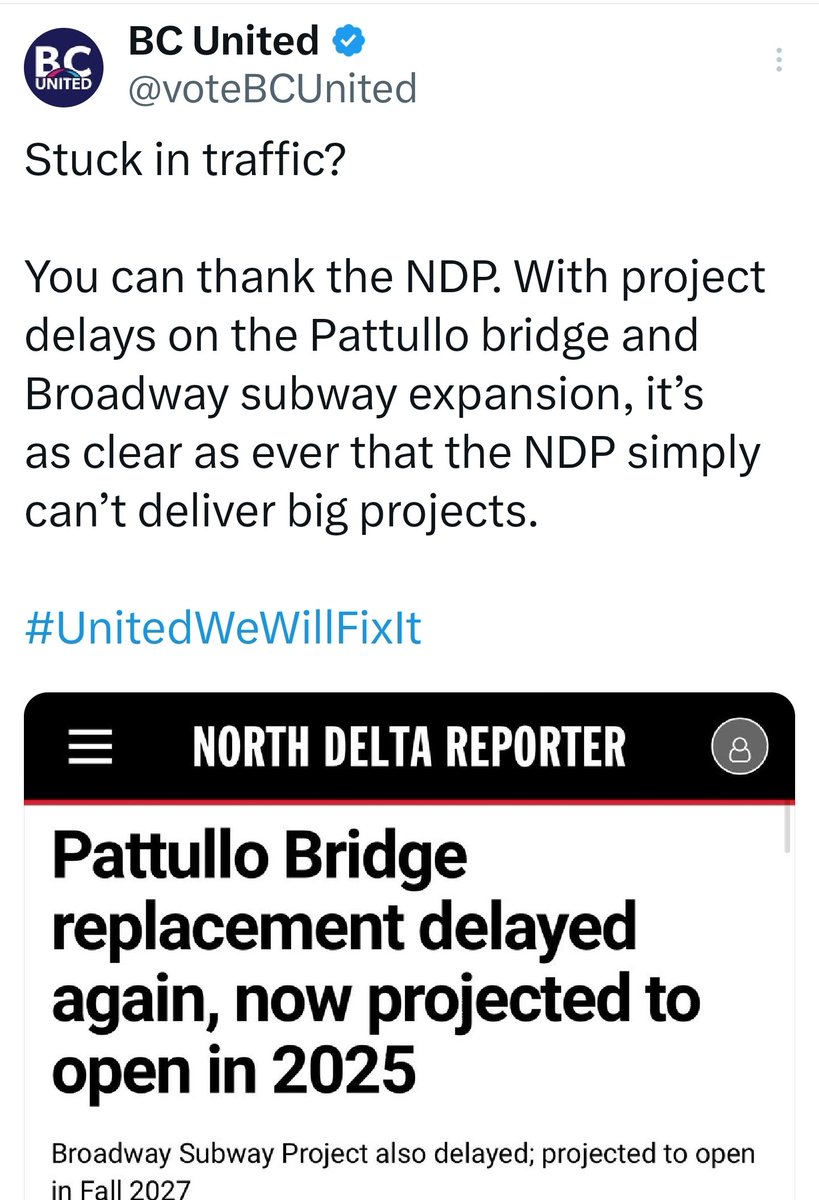Arguably, this bridge should have been replaced decades ago but was sidelined for the far newer port mann replacement. Kevin Falcon did that. #bcpoli