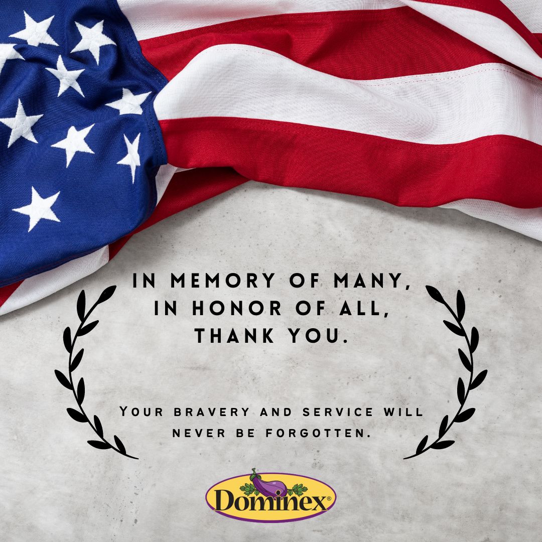 Our team at #Dominex Natural Foods hoped you all enjoy this long #MemorialDay weekend filled with food and family time while remembering and honoring those who gave the ultimate sacrifice so we could enjoy our freedom. DominexNaturalFoods.com
#EggplantProducts #Vegetarian