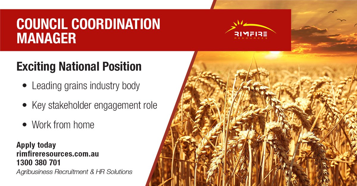 Opportunity to add value by facilitating and managing secretariat services, in the grains sector.

Apply today: adr.to/p2aeiai

#council #grains #agriculture #agribusiness #agjobs #rimfireresources