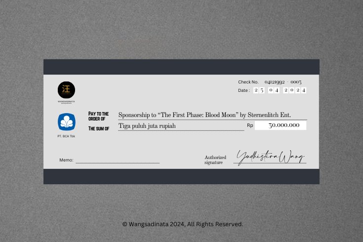 ㅤㅤ
Sebuah amplop berisi cek telah dikirimkan untuk <a href="/STERNENLICHTENT/">THE FIRST PHASE : SUPER BLOOD MOON</a> 
ㅤㅤ