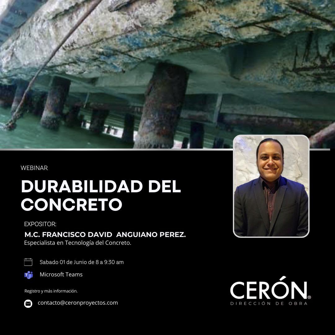 CeronProyectos's tweet image. Webinar: Durabilidad del Concreto / Expositor : M.C. Francisco David Anguiano Perez /Sabado 01 de Junio de 8 a 9:30 am / Registro : contacto@ceronproyectos.com
#ProjectManagement #GerenciadeProyectos #AdministracióndeObra #ACI #concreto #direcciondeobra #supervisióndeobra