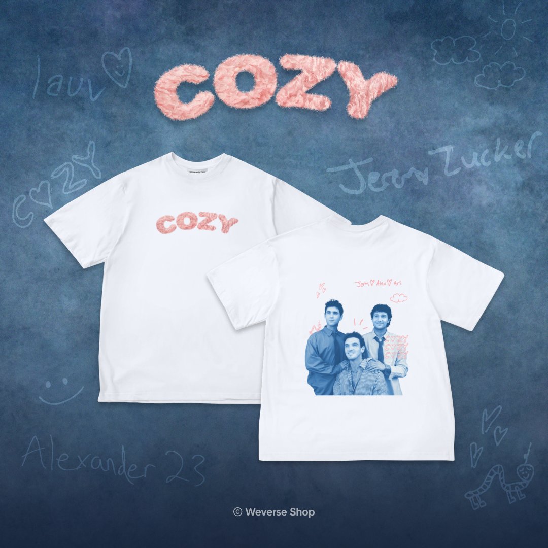 Cozy x weverse by Fans [#JeremyZucker (@jeremyzucker), #Lauv (@lauvsongs), and #Alexander23 (@alexander23)] Official Merch Available for Purchase💖 It’s time to get “Cozy!” Enjoy the coziness with the official #weverse_by_Fans merch, available now on weverse shop!