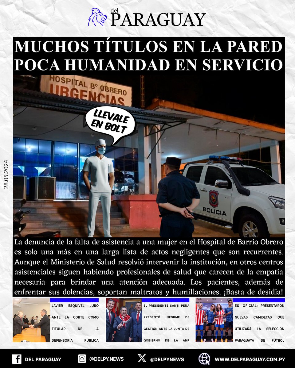 ▶️ TAPA 28/05/2024 |📱 ⚜ Trataron 'como animal' a una mujer en el Hospital de Barrio Obrero. ⚜Los pacientes, además de enfrentar sus dolencias, soportan maltratos y humillaciones. ¡Basta de desidia!