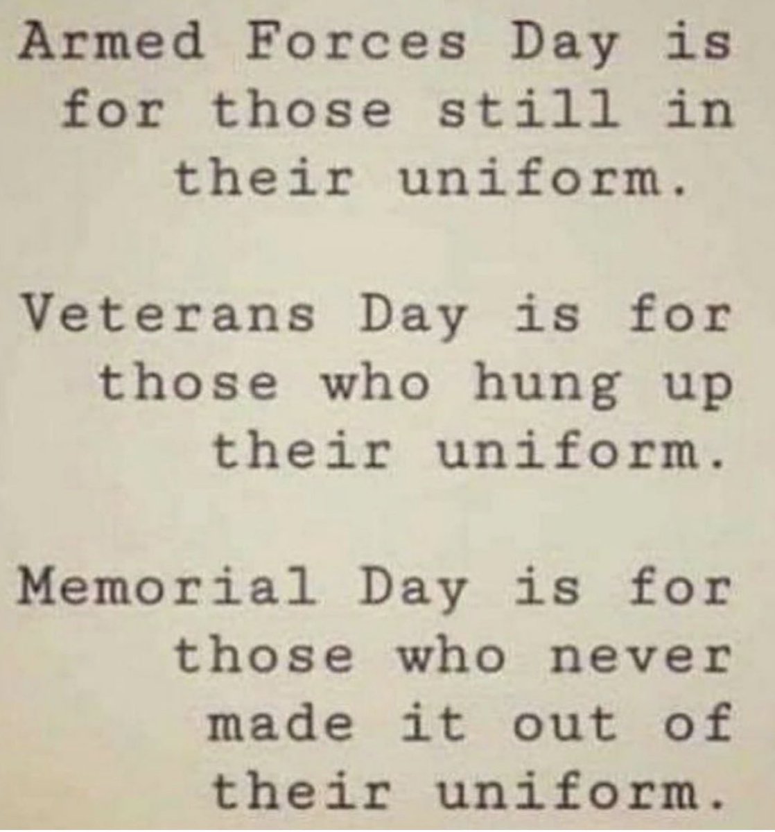 Good Evening Friends😊 I hope everyone had a blessed Memorial Day. After reading some posts today, it became clear that not everyone understands the difference in what the Military Holidays Represent. I Pray that people will respect all of our Veterans year round🙏🦅🇺🇸