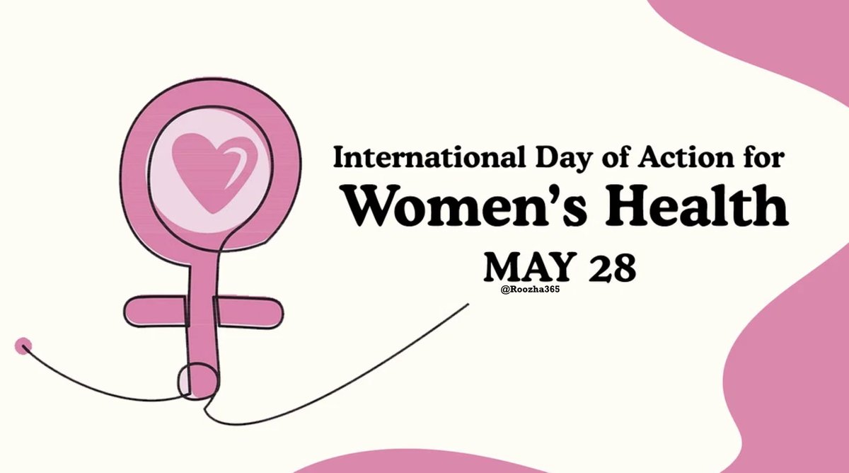 ۲۸ مه #روز_جهانی_اقدام_برای_سلامتی_زنان است. هدف این روز افزایش آگاهی از سلامتی زنان است. این روز بر بهداشت، حق اختیار بر بدن خود، برابری، عدم تبعیض و منع خشونت تاکید دارد #روزها #womenhealthday t.me/Roozha365