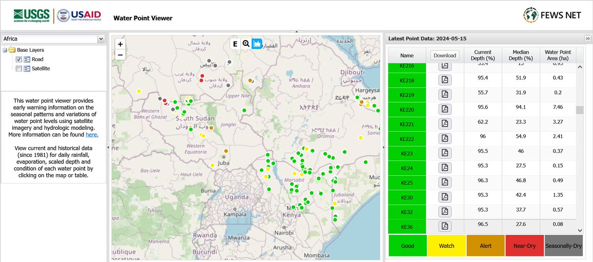 To track water availability for livestock and agriculture across Africa, scientists with <a href="/FEWSNET/">FEWS NET</a> developed a tool called the Water Point Viewer that monitors 338 rangeland ponds from Senegal to Somalia.
🔗nasaharvest.org/news/mapping-w…