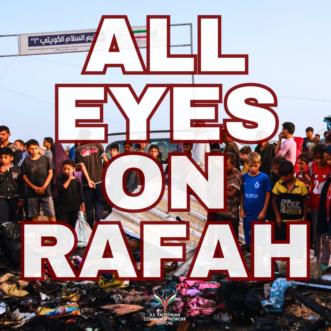 HANDS OFF RAFAH NOW! END THE U.S. BACKED GENOCIDE OF THE PALESTINIAN PEOPLE, LED BY THE WHITE SUPREMACIST STATE THAT IS ISRAEL! ZIONISTS ARE BURNING GAZANS ALIVE WITH OUR TAX DOLLARS! #GAZAGENOCIDE #FREEPALESTINE