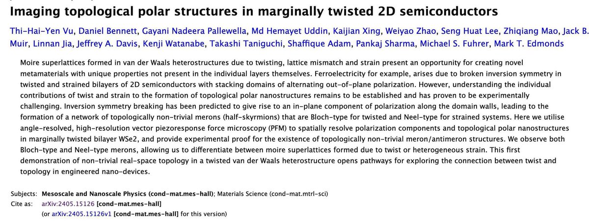 This is our collaboration with Monash University and Harvard University on a groundbreaking project exploring Moiré patterns with polarization in 2D materials! 🌀🔬.