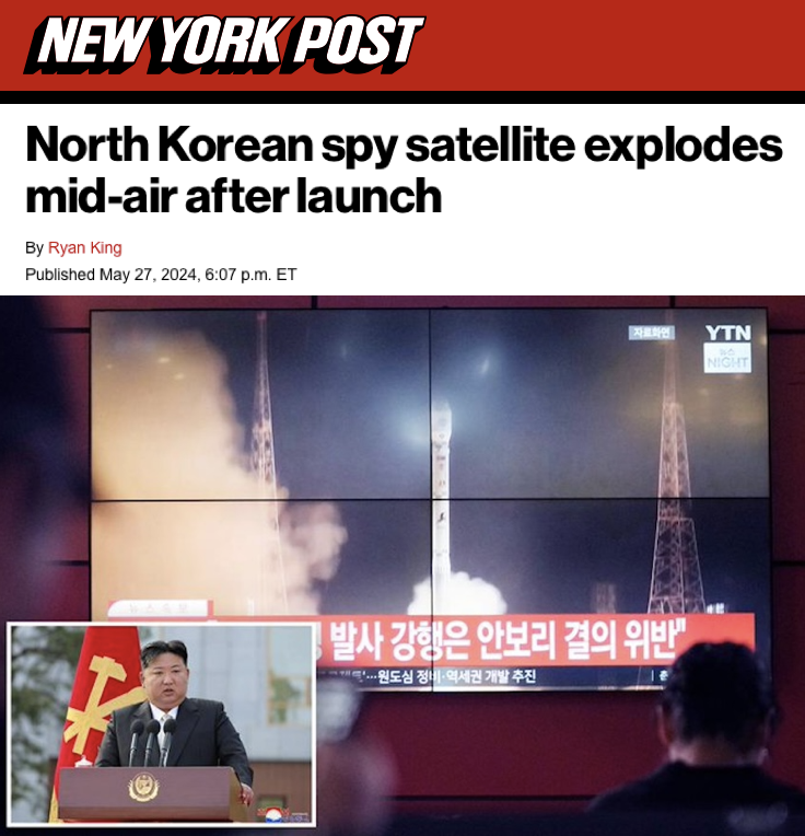 #NorthKorean rocket carrying its 2nd spy satellite explodes in mid-air Monday’s failed launch came hours after leaders of South Korea, China and Japan met in Seoul in their first trilateral meeting in more than four years. North Korea’s attempt to blast a second spy satellite