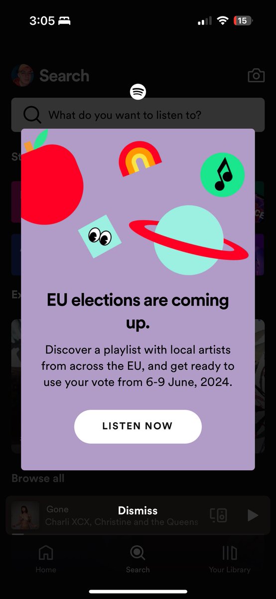 What a strange way to try remind us to vote 🤣🤣🤣 #EUelections #spotify