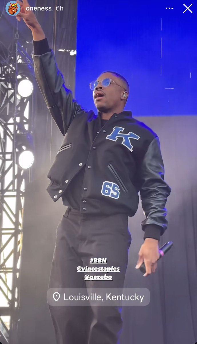 Vince Staples wearing Kentucky gear while
performing at Gazebo Festival in Louisville this weekend.

#BBN