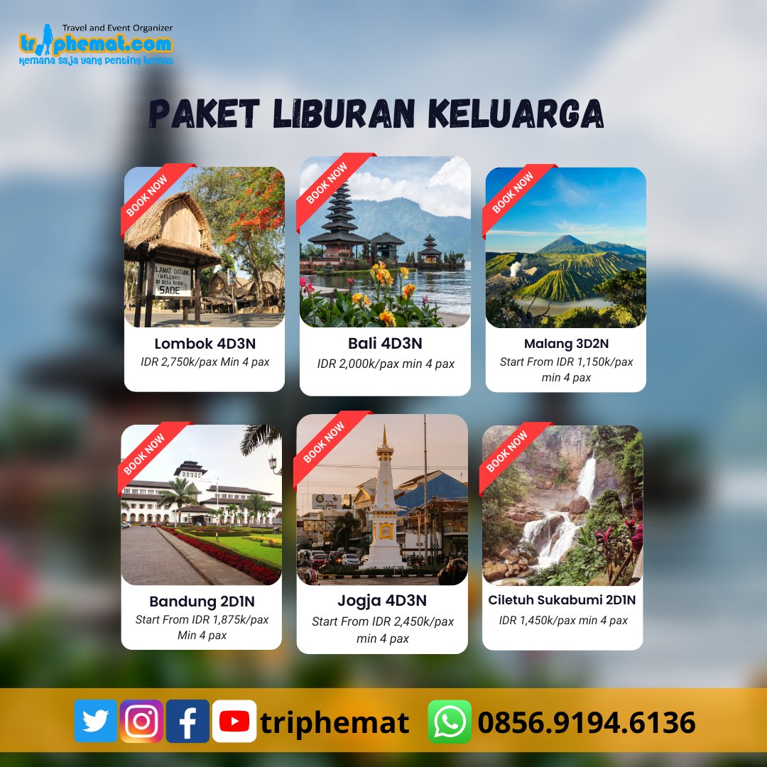 Mau liburan keluarga, tp blm tau mau liburan kemana? nih @triphemat punya banyak paket liburan keluarga. cuss tentuin tgl dan pilih destinasi nya di linktr.ee/triphemat #triphemat #privatetrip #outing #paketliburankeluarga