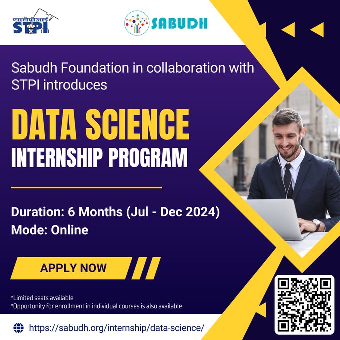 @stpiindia in partnership with @SabudhF Foundation bring a 6-month full-time online fully-funded Internship Program in Data Science. Registration is OPEN NOW! Register for Data Science Batch 13 sabudh.org/internship/dat… Limited Seats Available – Act Fast! @SabudhF @GurugramStpi