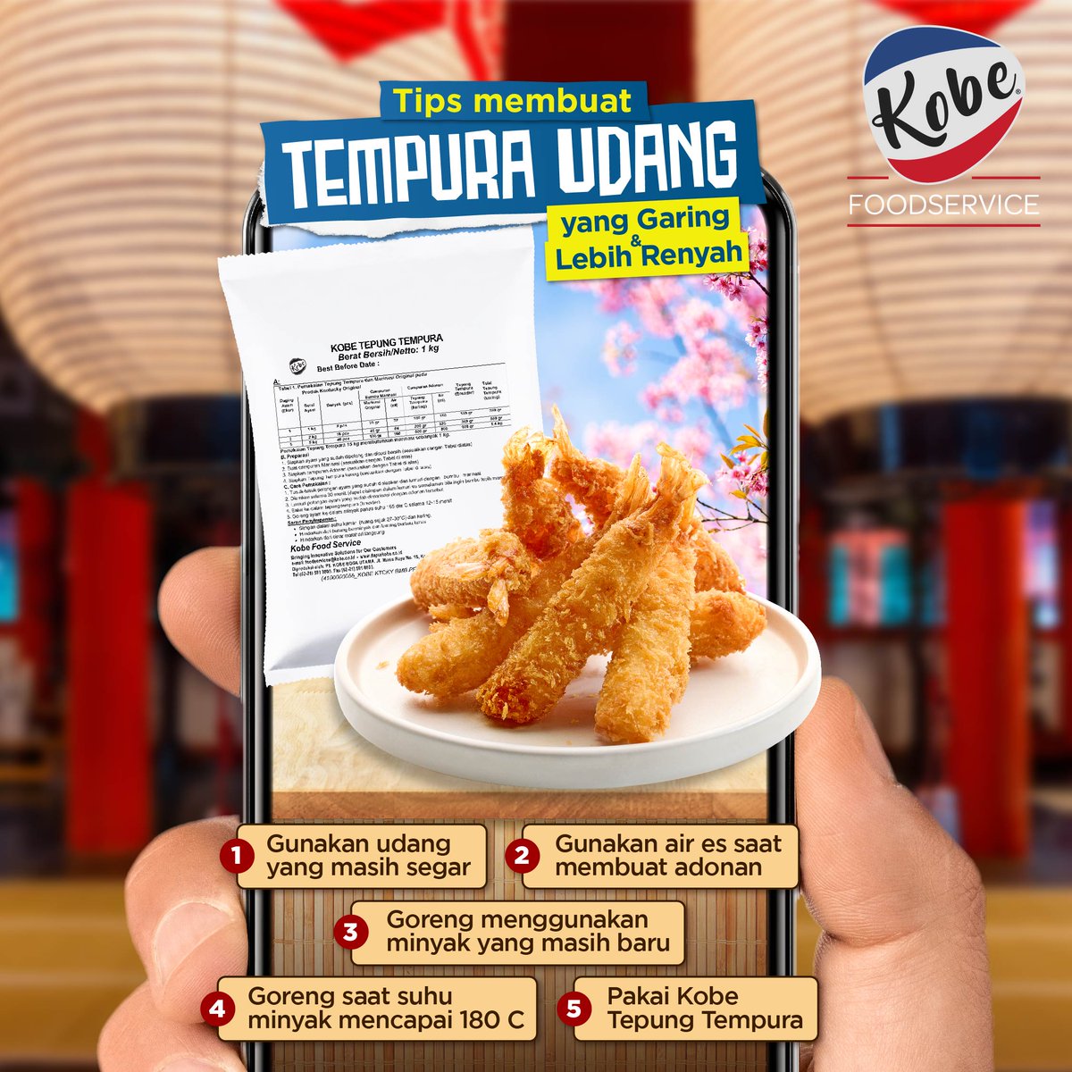 Tempura merupakan gorengan khas Jepang yang banyak disukai. Salah satunya adalah Tempura Udang.

#kobefoodservice