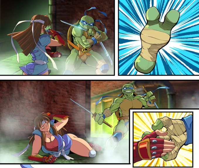 It seems that #ComboBreaker was this weekend in America and that #TMNTXJL was well received! I helped with a bonus comic material and other arts included in the fan production! Coloring on this comic was by the amazing
@xjkappax
&amp;
@angryvikings
did translations. #TMNT #CB2024 