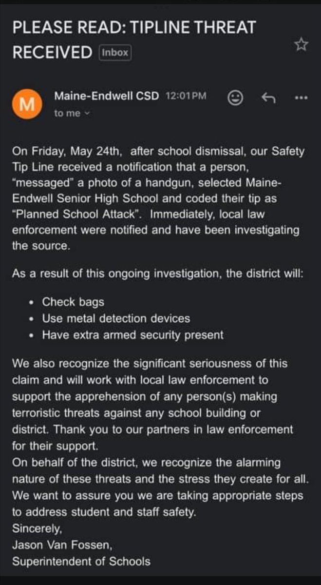 Maine - Endwell School District now goes full martial law.