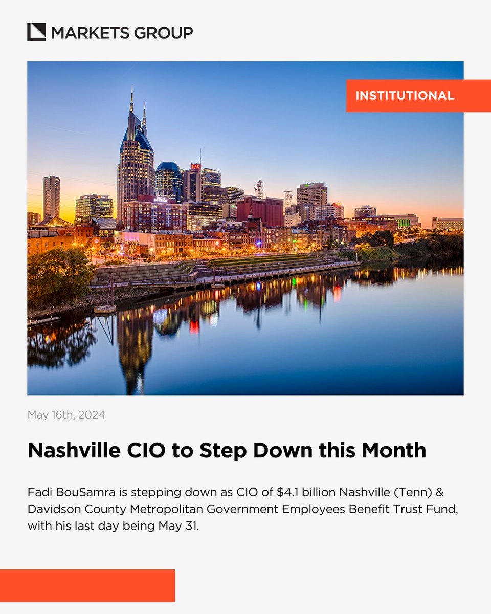 Fadi BouSamra bids farewell as the Chief Investment Officer of the $4.1 billion Nashville & Davidson County Metropolitan Government Employees Benefit Trust Fund, with his tenure concluding on May 31. @muskana_22 wrote: marketsgroup.org/news/Nashville… #marketsgroupnews