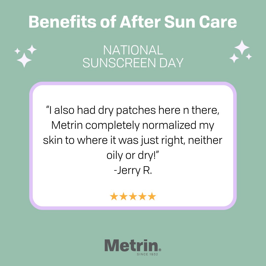 Happy National Sunscreen Day!
The importance of sunscreen cannot be overstated. 
But an often unsung hero, is after sun care. 
The Metrin Skincare System is INCREDIBLE at reversing sun damage. #nationalsunscreenday #aftersuncare #sunscreen #spf #aloevera #allantoin