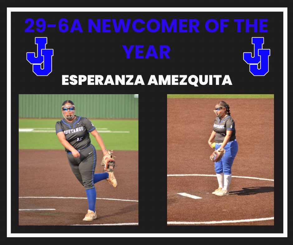 Congratulations to our 29-6A Newcomer of the Year, Esperanza Amezquita!! Espy had a total of 185 strikeouts for the season and 114 in District play! Great Job! We are so proud of you! 🥎 @JHSGirlsAthl @NISDJay