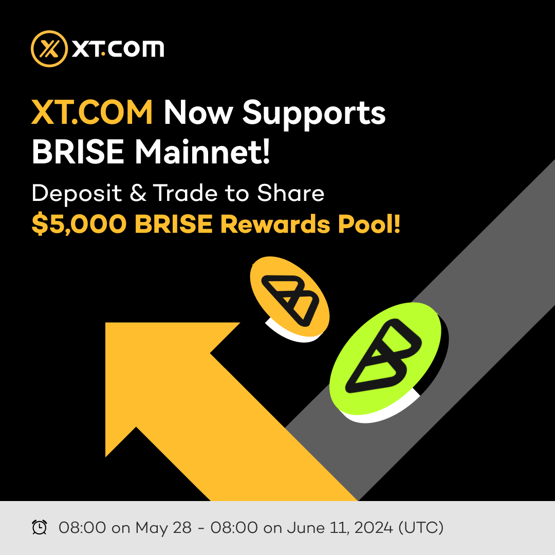 🔥XT.COM Now Supports #BRISE Mainnet, Deposit & Trade to Share 🤑 $5,000 $BRISE Rewards Pool! @bitgertbrise Join now: 👉xt.com/en/activity-re… ⏰ Event Period: 08:00 on May 28 - 08:00 on June 11, 2024 (UTC) More details: xtsupport.zendesk.com/hc/en-us/artic… #XT