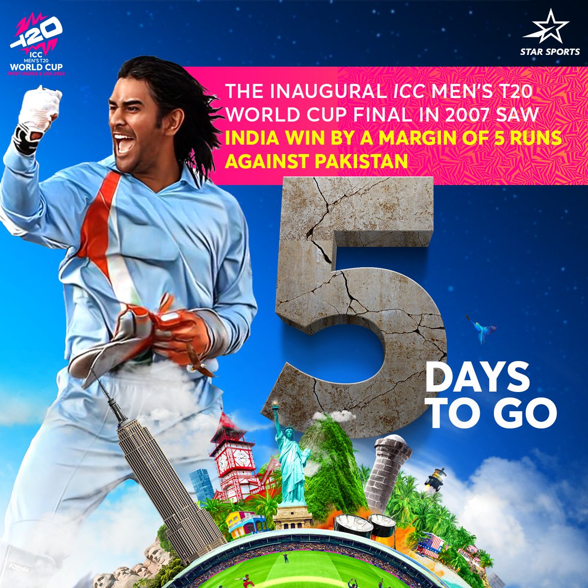 MS Dhoni poster by Star Sports in the Countdown for T20I World Cup. - The Greatest Captain ever. 🐐