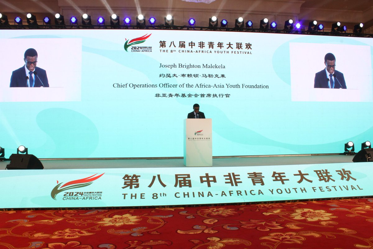 Africa-Asia Youth Foundation (AAYFO) (@aayfo_official) on Twitter photo "Looking to the future of #China #Africa friendship, let's work on Win-Win Economic Cooperation; Promote People-to-People Exchanges; Address Common Challenges Together; Foster Dialogue and Diplomatic Cooperation; & promote People-Centered Development" ~ <a href="/joseph_malekela/">Joseph Brighton Malekela</a> at #8CAYF "Looking to the future of #China #Africa friendship, let's work on Win-Win Economic Cooperation; Promote People-to-People Exchanges; Address Common Challenges Together; Foster Dialogue and Diplomatic Cooperation; & promote People-Centered Development" ~ <a href="/joseph_malekela/">Joseph Brighton Malekela</a> at #8CAYF