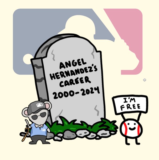 CornDogBaseball's tweet photo. Angel Hernandez is retiring from the MLB 🙂 https://t.co/VOy8aoJ00w