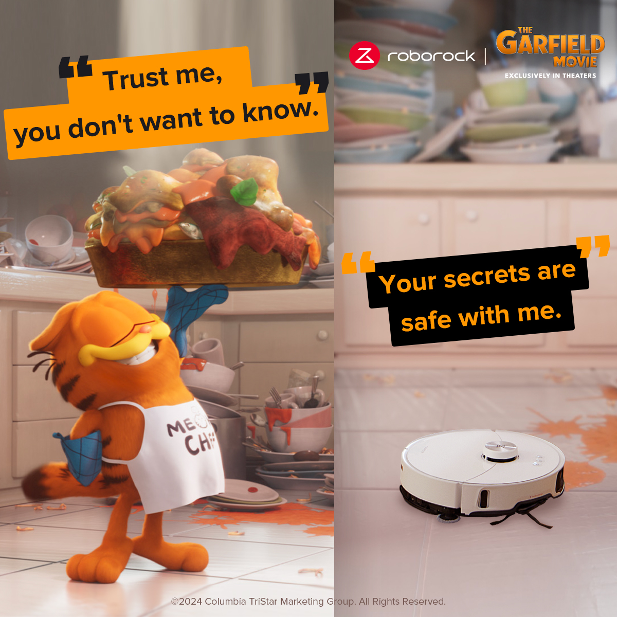 Sometimes, Garfield's home can be a mess, but it's okay!😺 Roborock is always there to help silently. Not only does it keep your secrets safe, but it also cleans your home thoroughly✨ Watch The Garfield Movie, exclusively in theaters!
