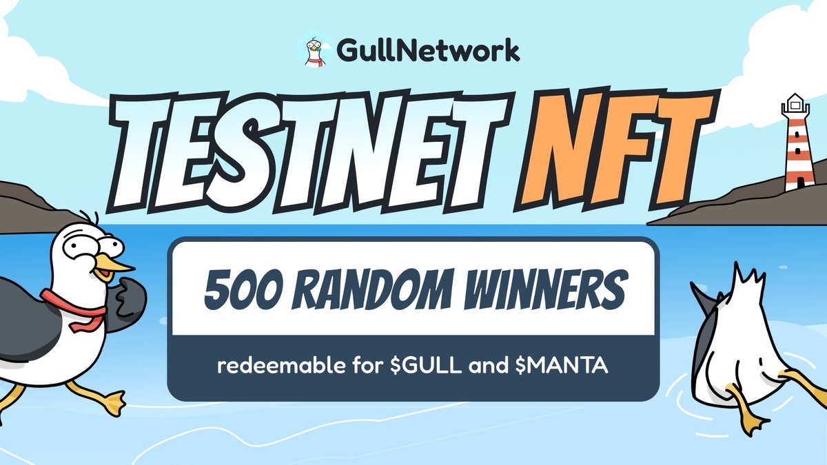 #GullNetwork Testnet #NFT is live! 💻

Huge congratulations to our Gull Army! Your NFTs can now be redeemed for $GULL and $MANTA tokens. It's time to celebrate! 🎉 

Head over to the Gull Network app and start minting: 
app.gullnetwork.com/trading-reward… 

#NFTCommunity #Web3 #GullArmy