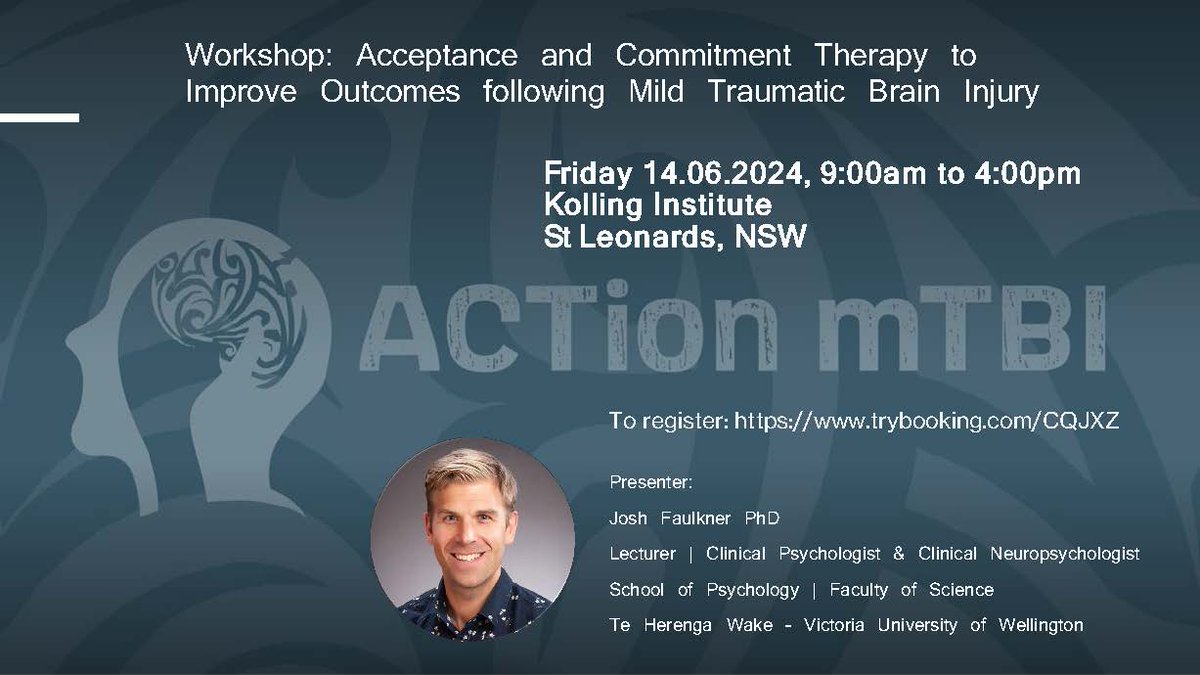 We are still taking registrations for the ACTion mTBI workshops presented by <a href="/jw_faulkner/">Josh Faulkner</a>  in Melbourne 12.06.24  and Sydney 14.06.24.   Register for Melbourne at trybooking.com/CQJYJ or for Sydney at trybooking.com/CQJXZ