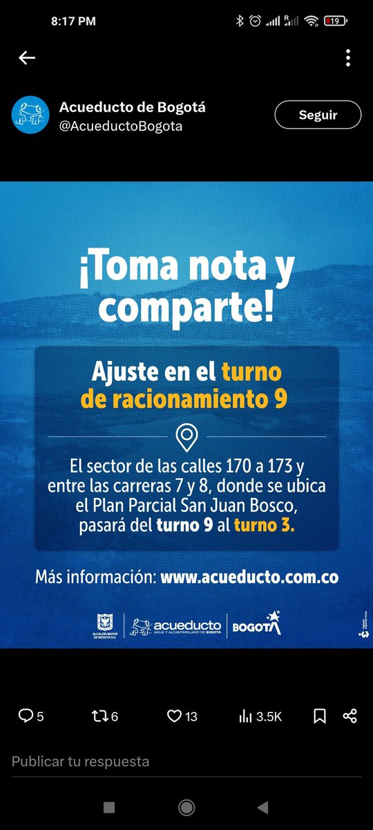 joelacho23's tweet photo. @Bogota Que desastre tienen... Resulta que ustedes dicen una cosa y el acueducto otra... Nos van a afectar a los del turbo nueve dos veces uniéndonos al turno 3? https://t.co/KCVQPbhcdr