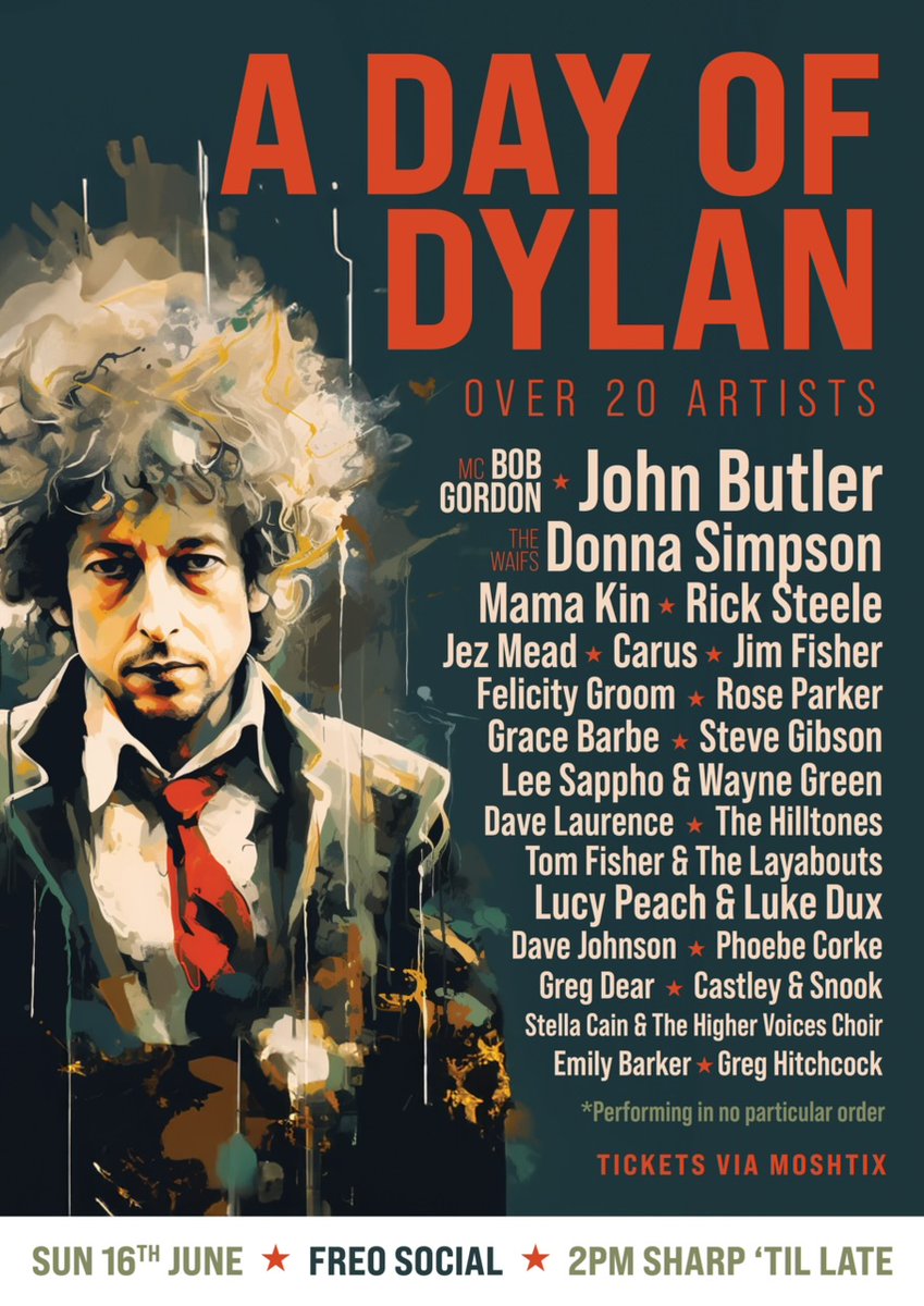 SUNDAY 16th June 2PM @ FREO SOCIAL, WA Excited to be a part of this fundraiser alongside @JohnButlerTrio @felicitygroom @lucyspeaches & others performing songs by @bobdylan moshtix.com.au/v2/event/a-day… You can imagine how difficult it was to pick 3 songs from his catalogue... 💛